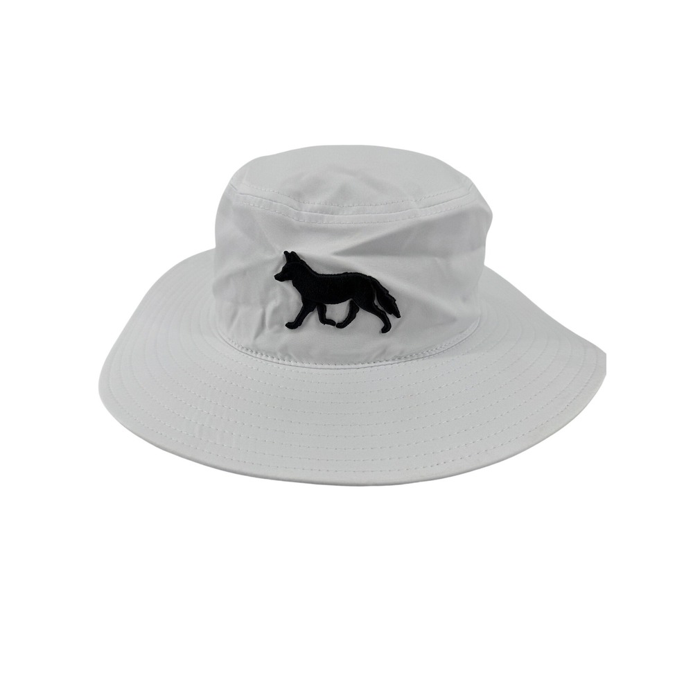 Raised by Coyotes Bucket Hat Mens White Embroidered Logo Adjustable Boonie Hat